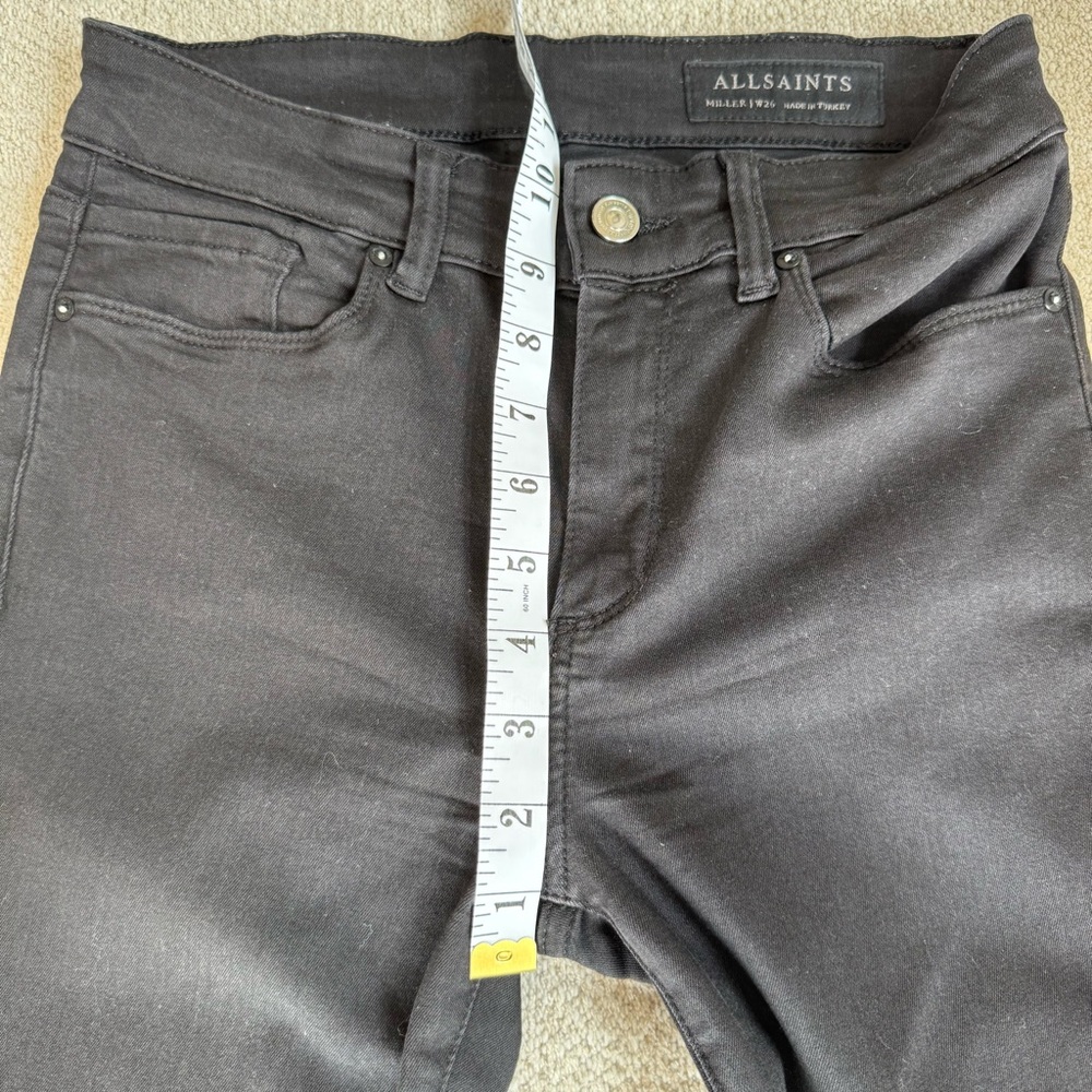 SOLD Allsaints Miller Size Me Stretch Mid-Rise Skinny Denim Black Jeans - Picture 11 of 13